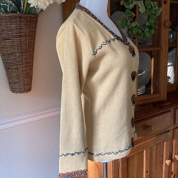 Storybook Knits Button Down Southwestern Embellished Sweater Size Small - Picture 3 of 16